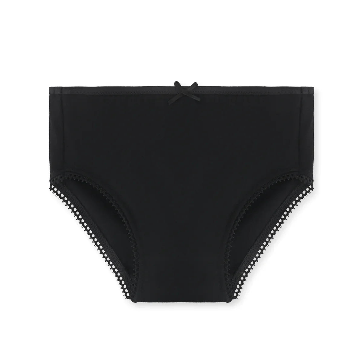 Charlie Shaping Underwear: black high-waisted briefs with bow and lace trim