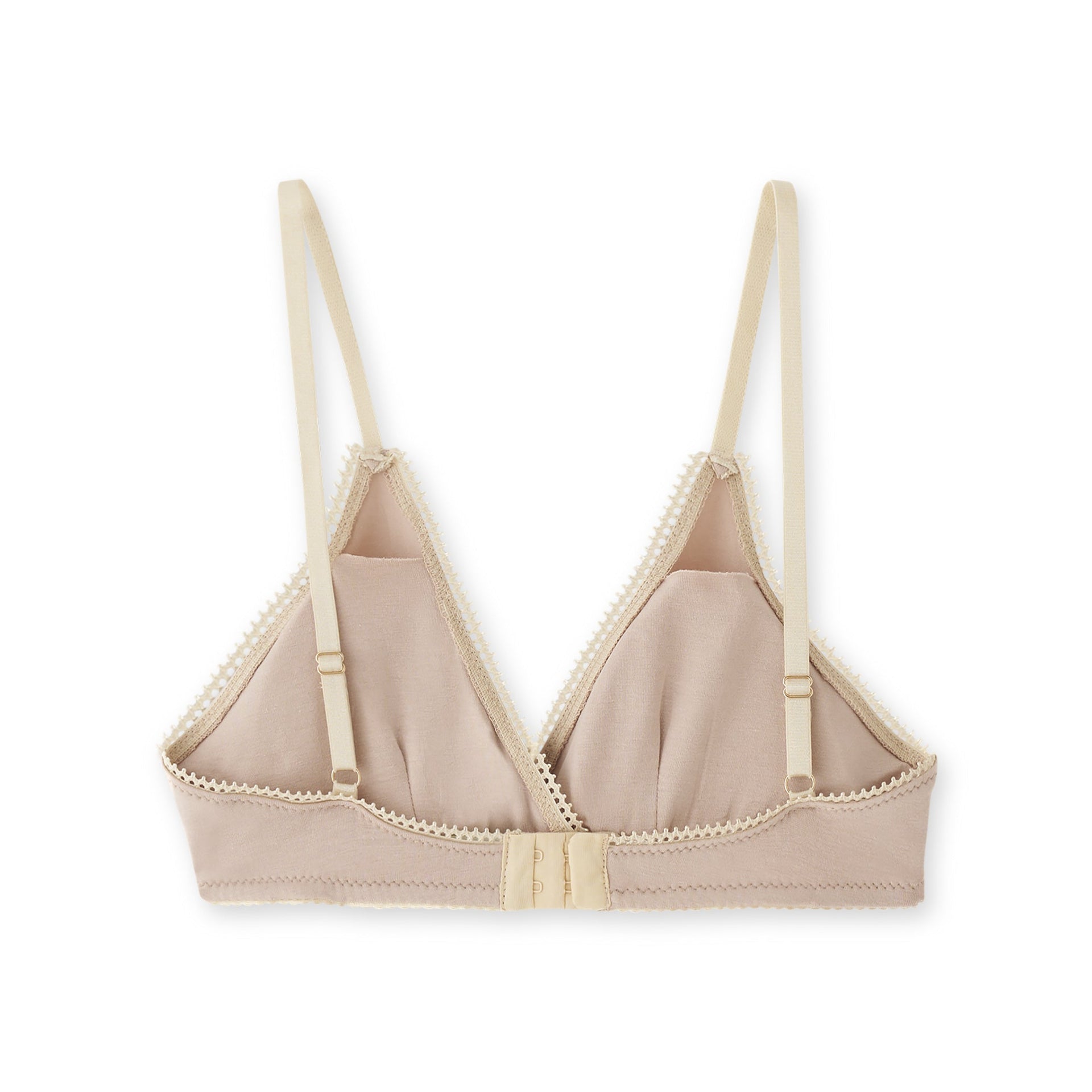 Beige Brooke Pocket Bra with lace trim and adjustable straps