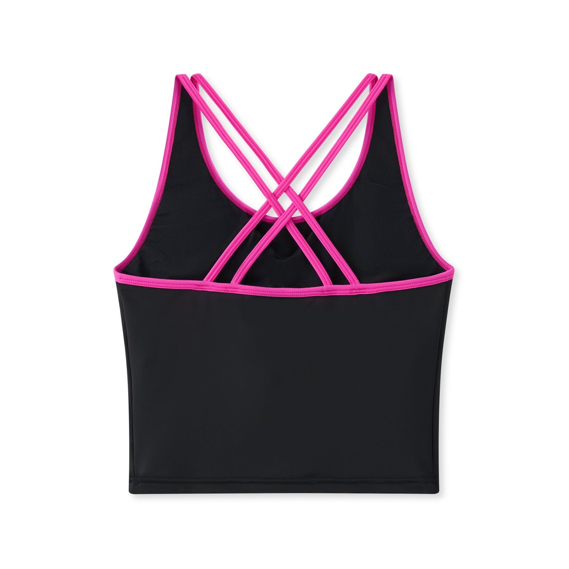 Sunny Queeny Tankini black sports bra with pink crisscross back straps