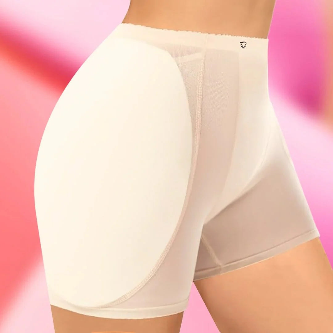 White FEMME Curves Hipwear padded hip enhancer shorts with seamless design