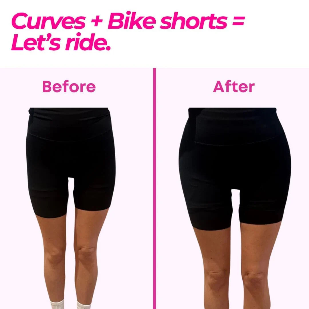 Black high-waisted FEMME Curves Hipwear bike shorts