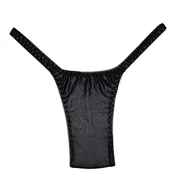 Tuckituppp Gaff black shiny stretchy thong with textured pattern