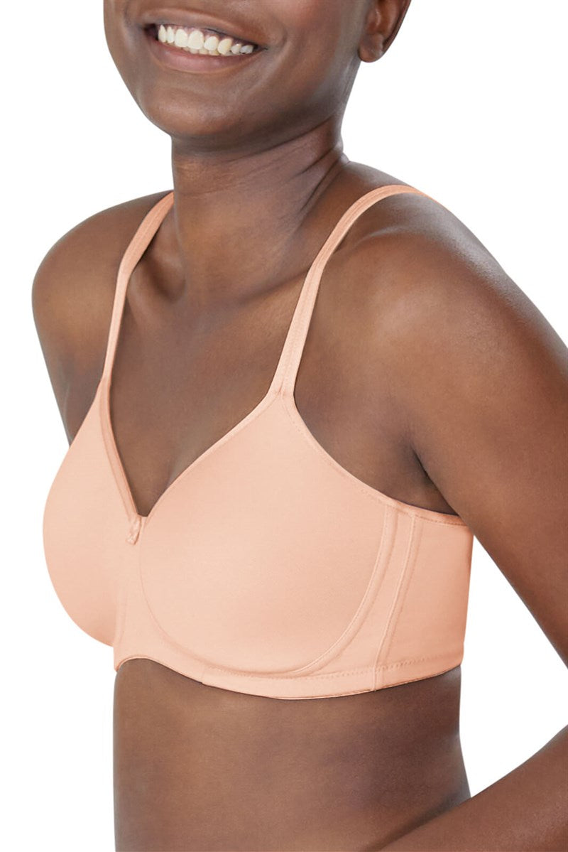 Mara Non-Wired Padded Bra in soft peach, seamless underwire with v-neckline