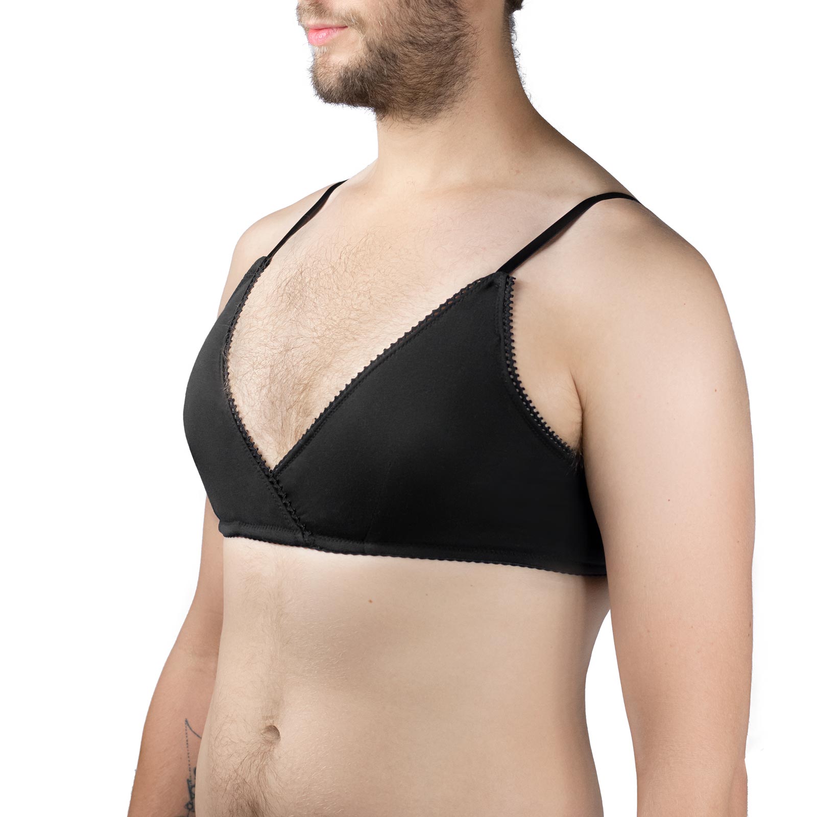 Brooke Pocket Bra in black triangle style with scalloped edges