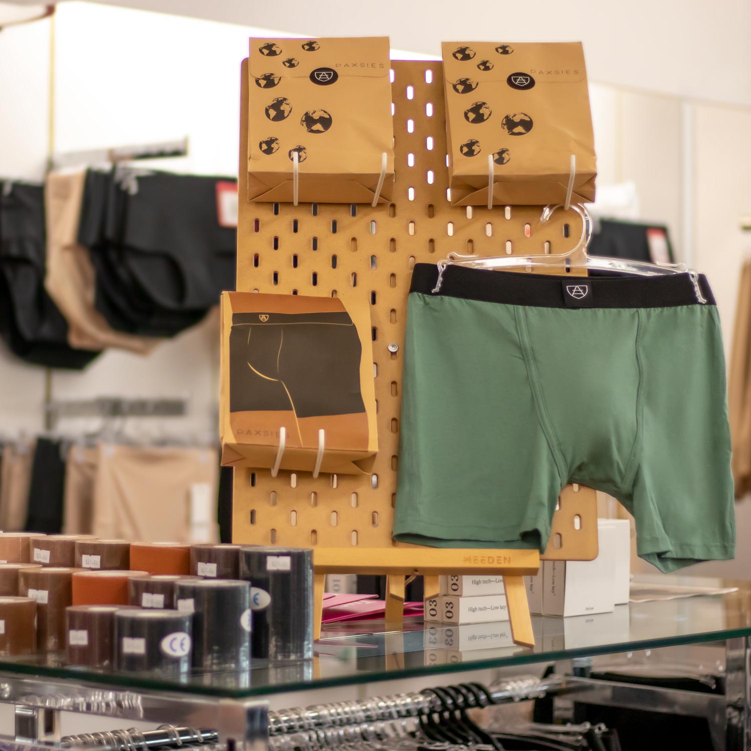 Paxies underwear display in Melbourne