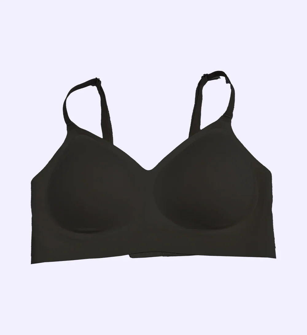 Ava Seamless Shaping Bra in black with thin straps and form-fitting design