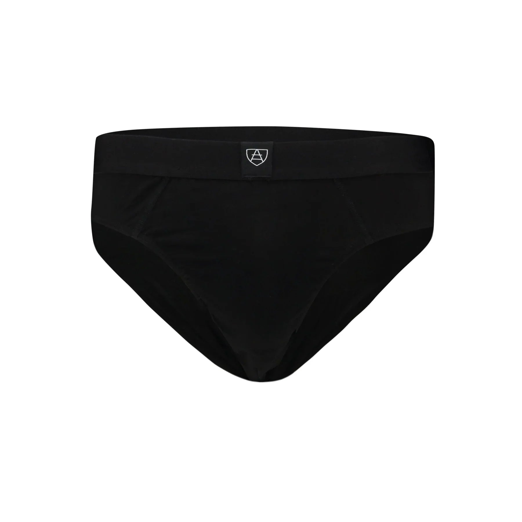 Black All-In-One Packing Briefs with subtle waistband logo patch