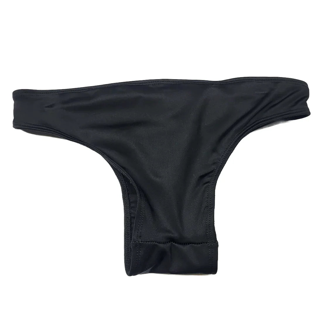 Black cheeky shaping thong bikini bottom in smooth stretchy fabric