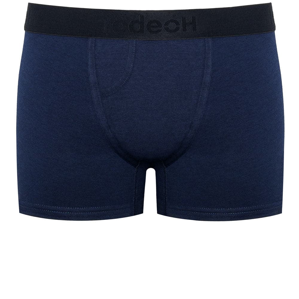 Dark blue hodech Classic Top Loading Packing Boxer briefs with black elastic waistband