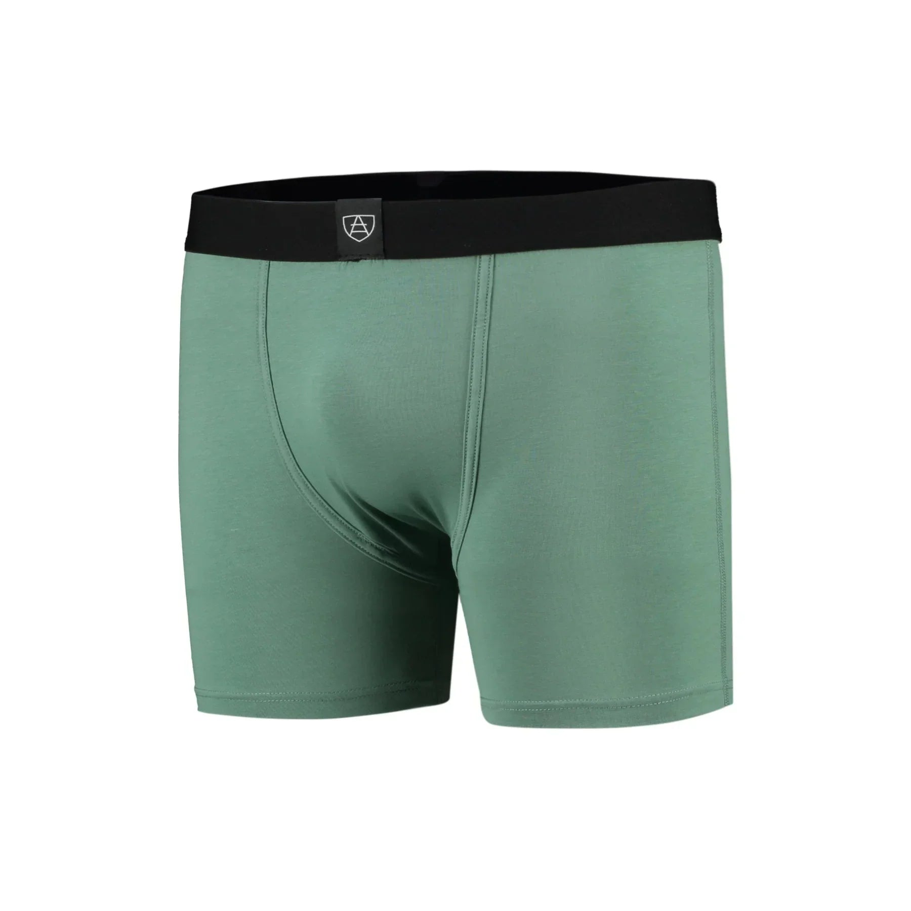 Mint green All-In-One Packing Boxers with black waistband and white logo