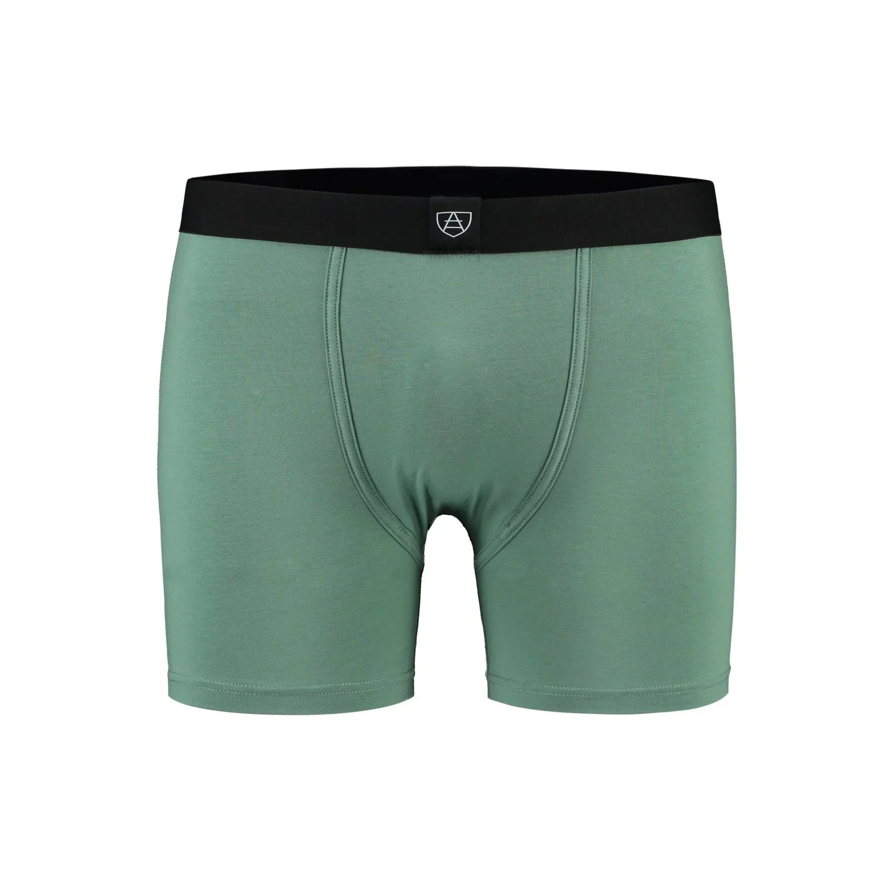 Mint green All-In-One Packing Boxers with black waistband and white logo