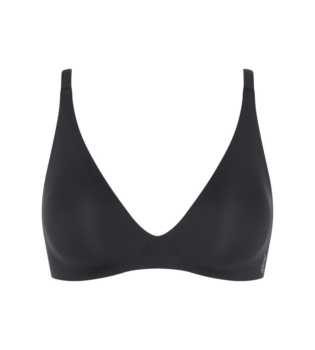 The UP Bra black seamless bra with deep v-neckline and thin straps for comfortable everyday wear
