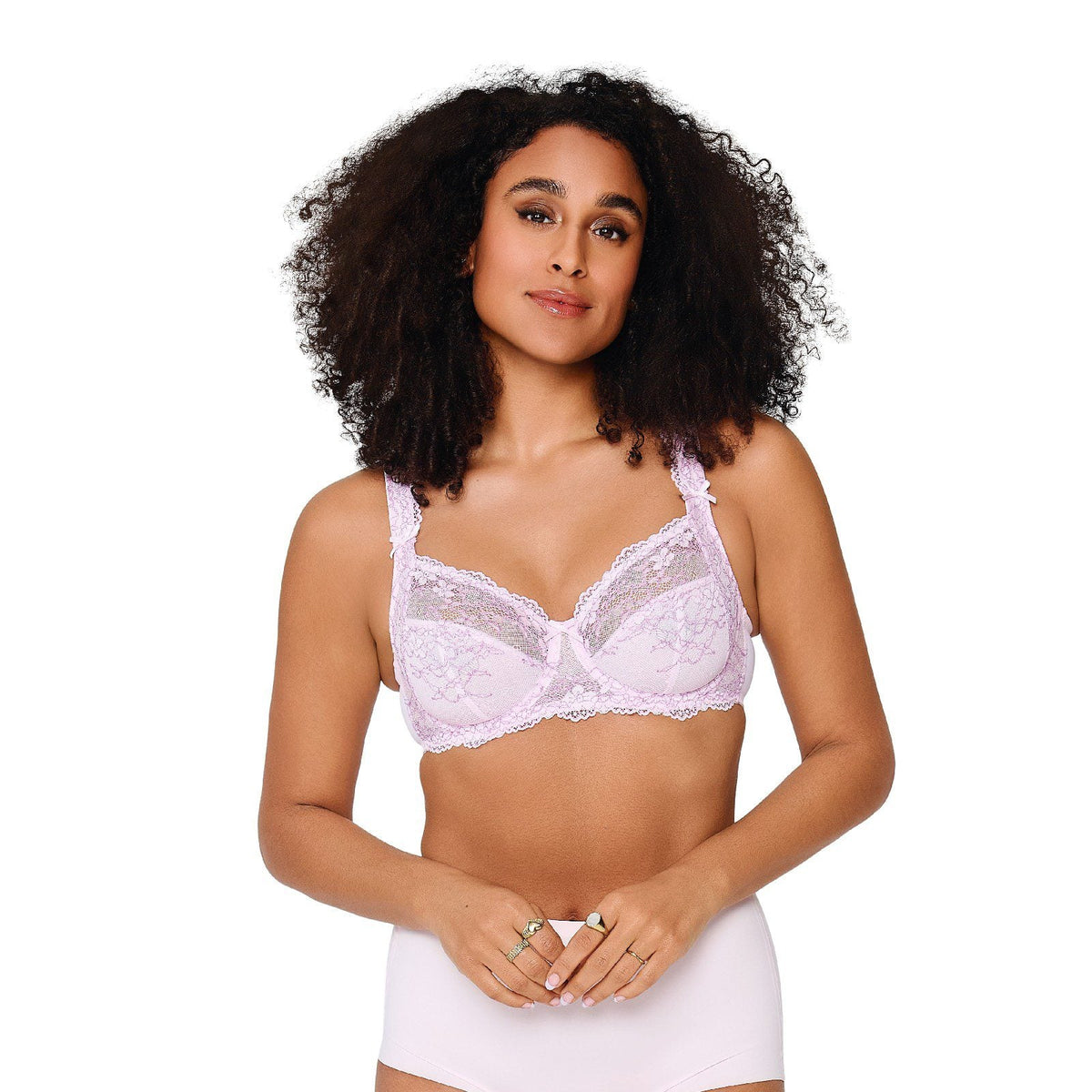 Delicate lavender lace bra with floral patterns in Daily Full Coverage style