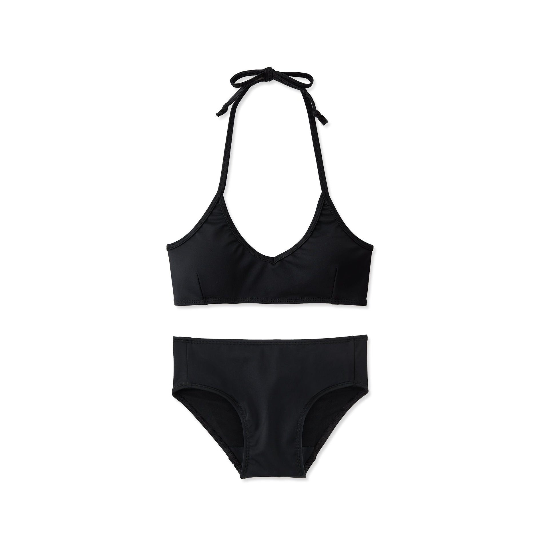 Black Mia Halter Bikini Top with sleek minimalist design