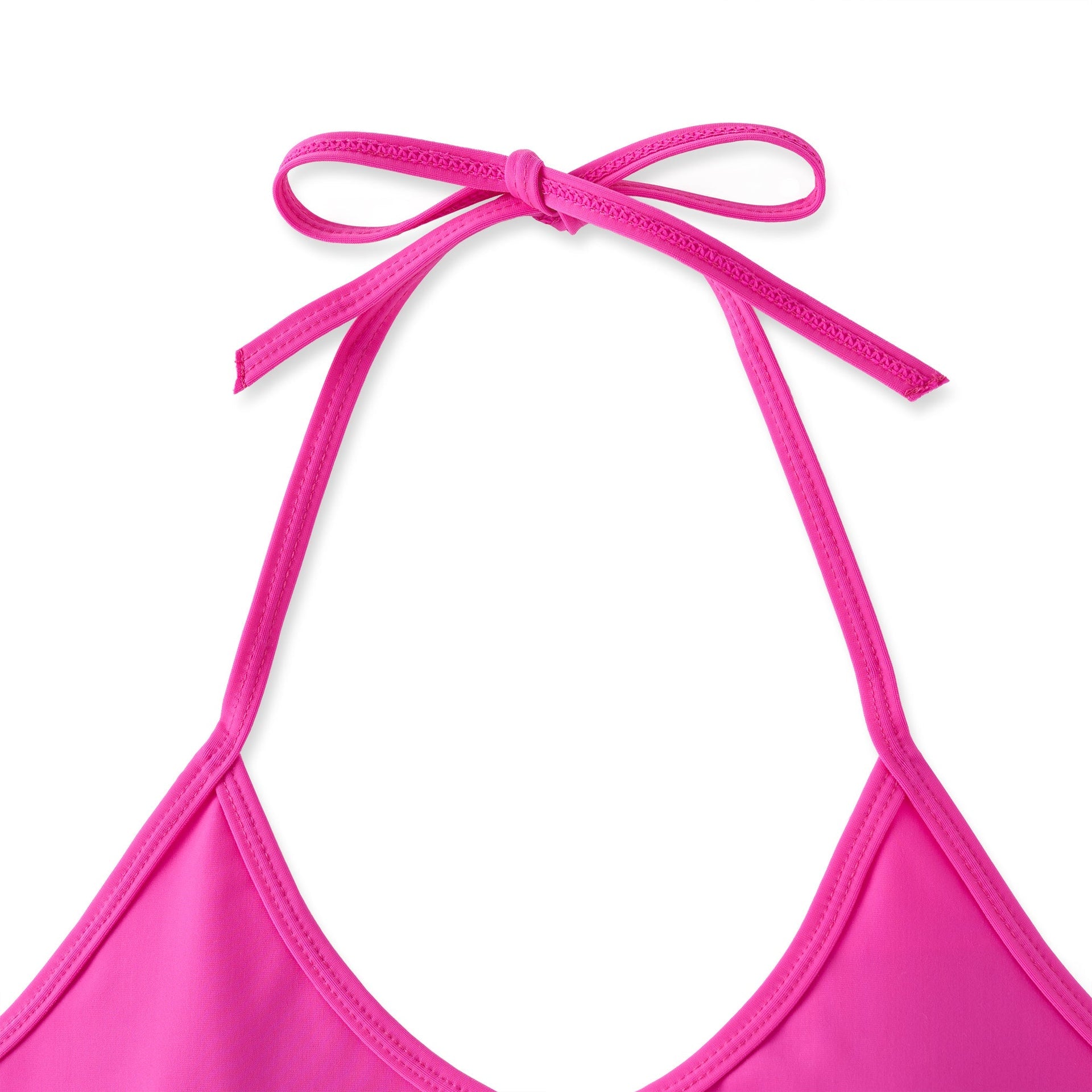 Bright pink Mia Halter Bikini Top with tied bow neckline