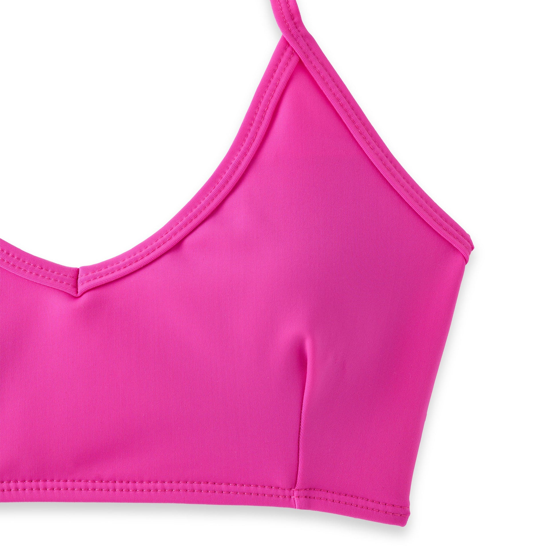 Bright pink Mia Halter Bikini Top with V-neckline and thin straps