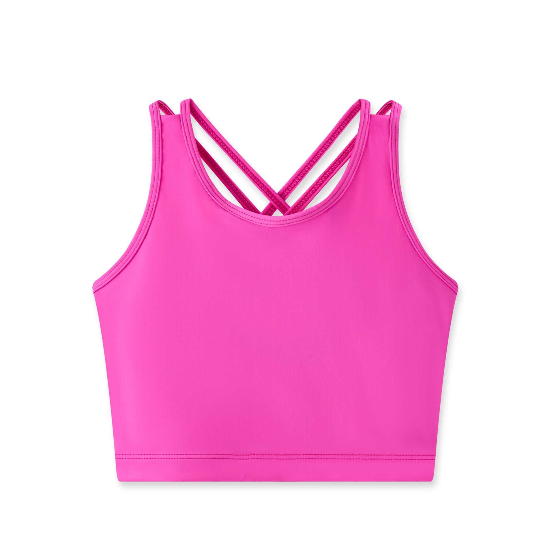 Sunny Queeny Tankini: bright pink cropped sports bra with crisscross back straps
