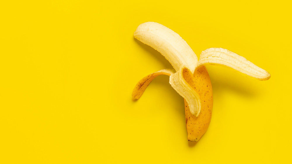Banana on yellow background