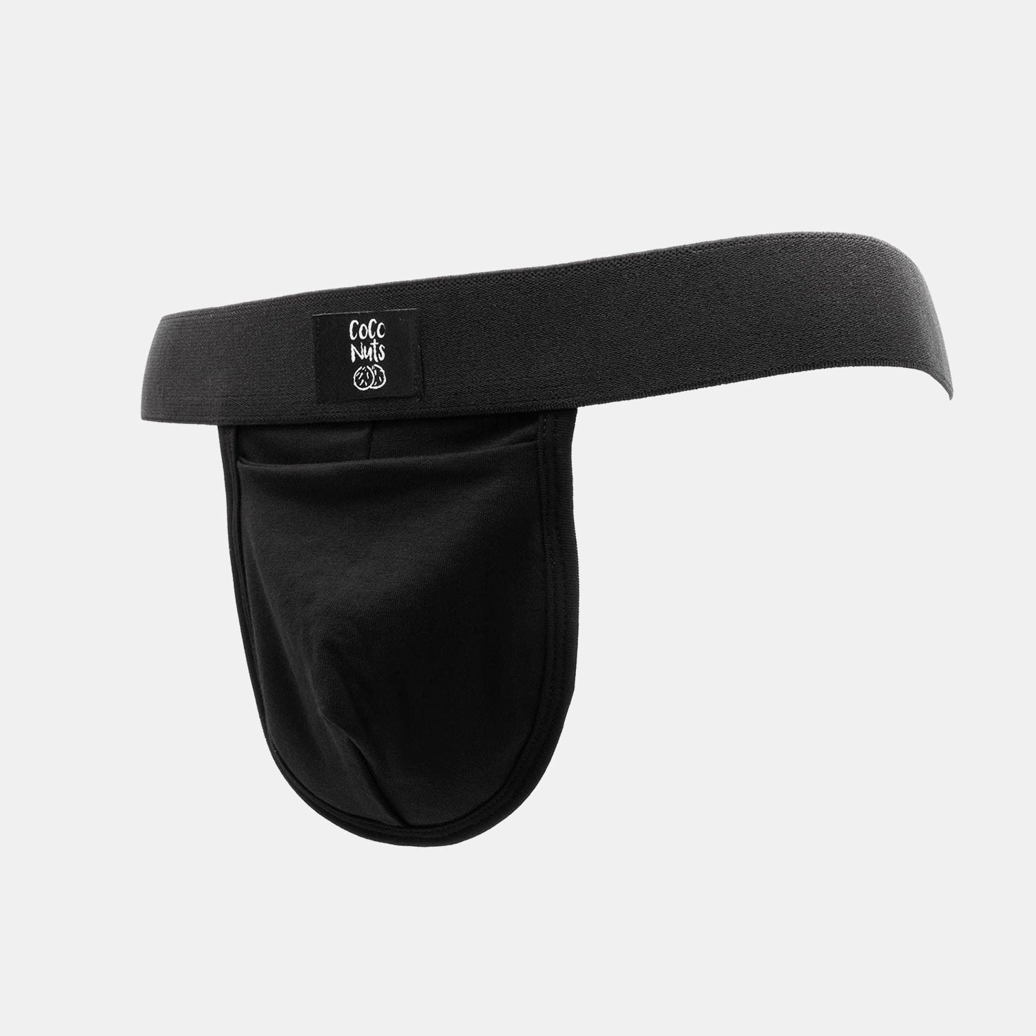 CocoNuts black elastic waistband brief with STP pouch and label