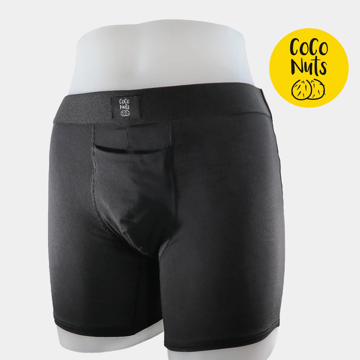 CocoNuts black boxer briefs with textured waistband and front pocket