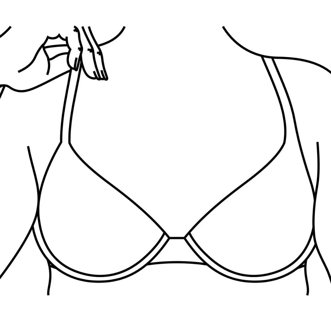 Line illustration of person in bra