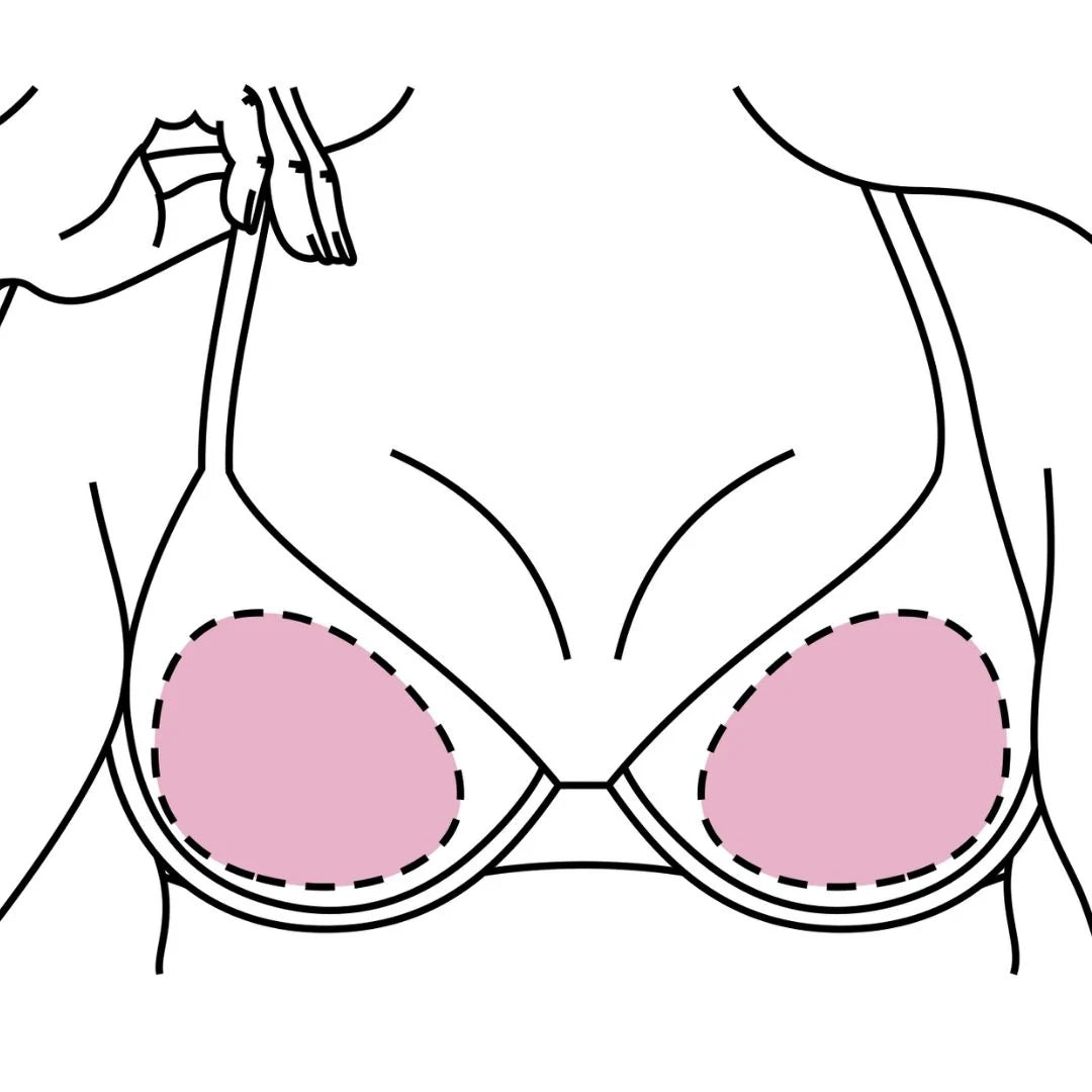 line illustration with bra buds in bra