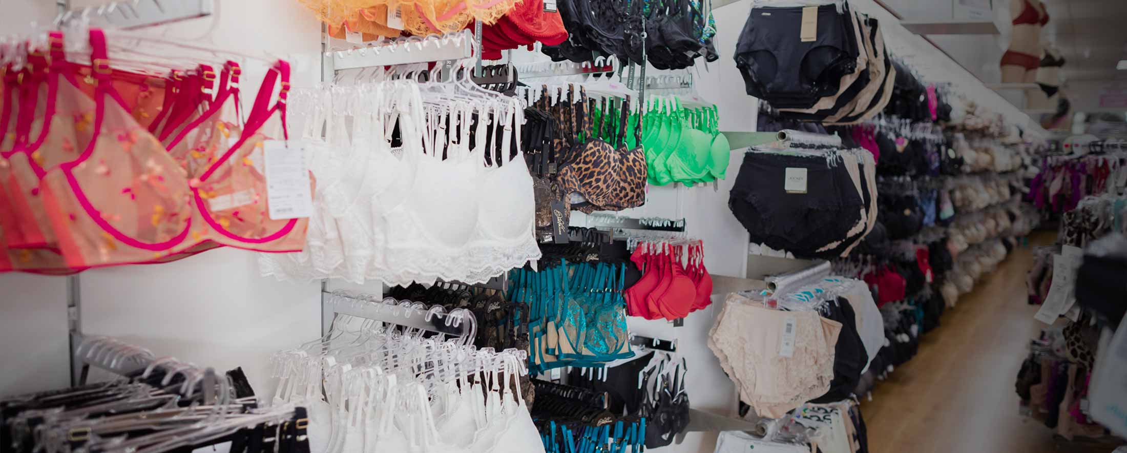 Wall of transgender underwear in retail store
