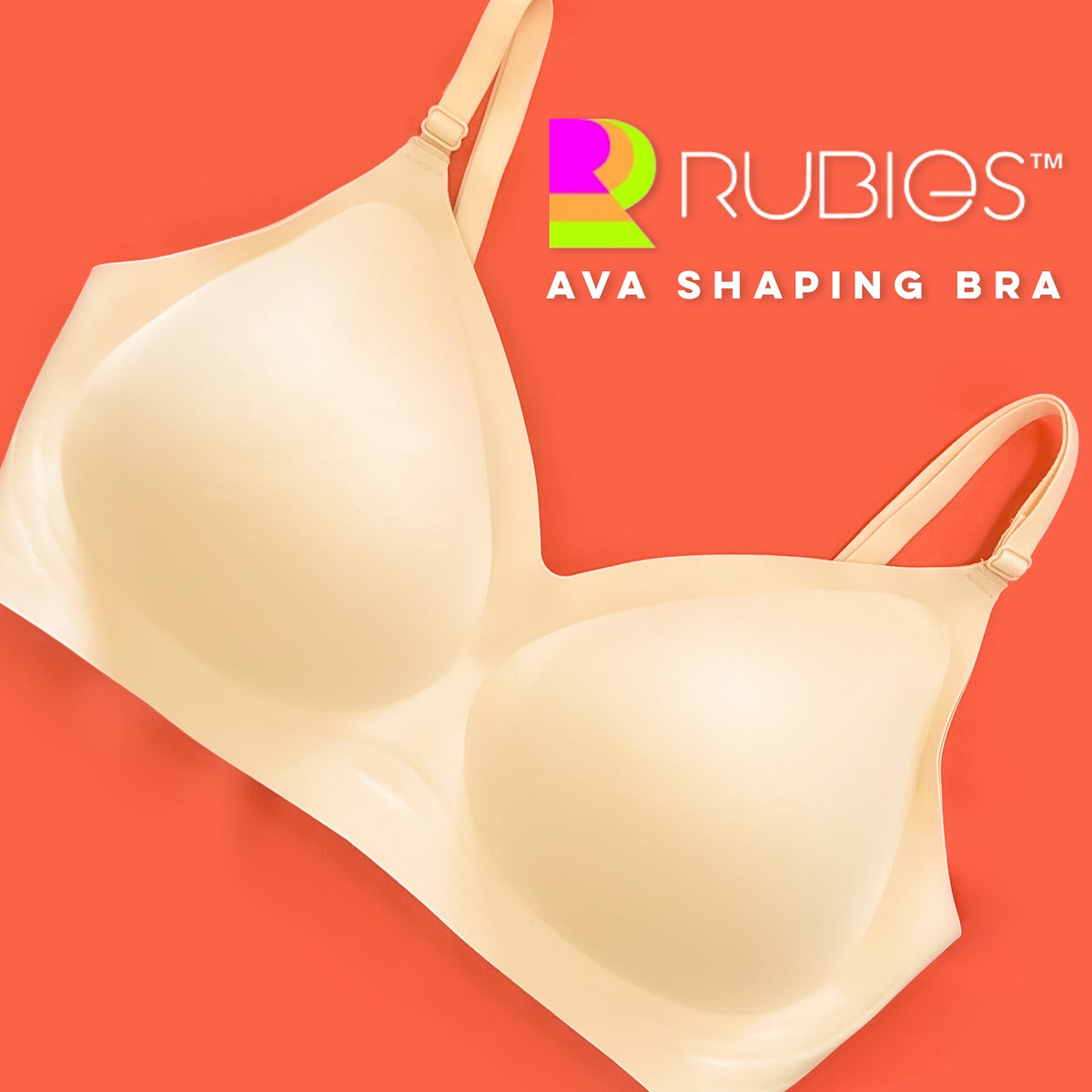 Beige Ava seamless shaping bra with smooth seamless design and adjustable straps for comfortable support