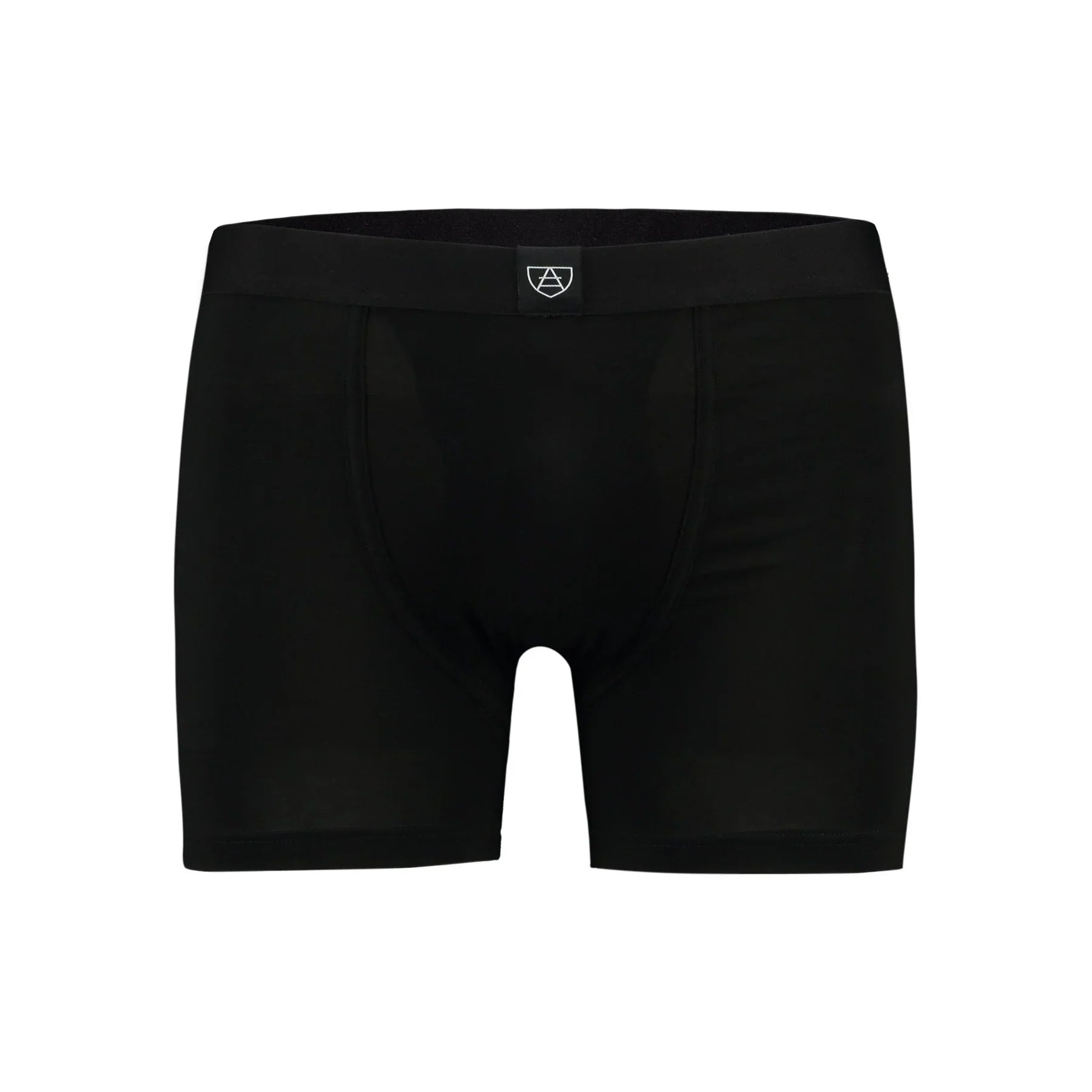 Black men’s All-In-One Packing Boxers with subtle waistband logo