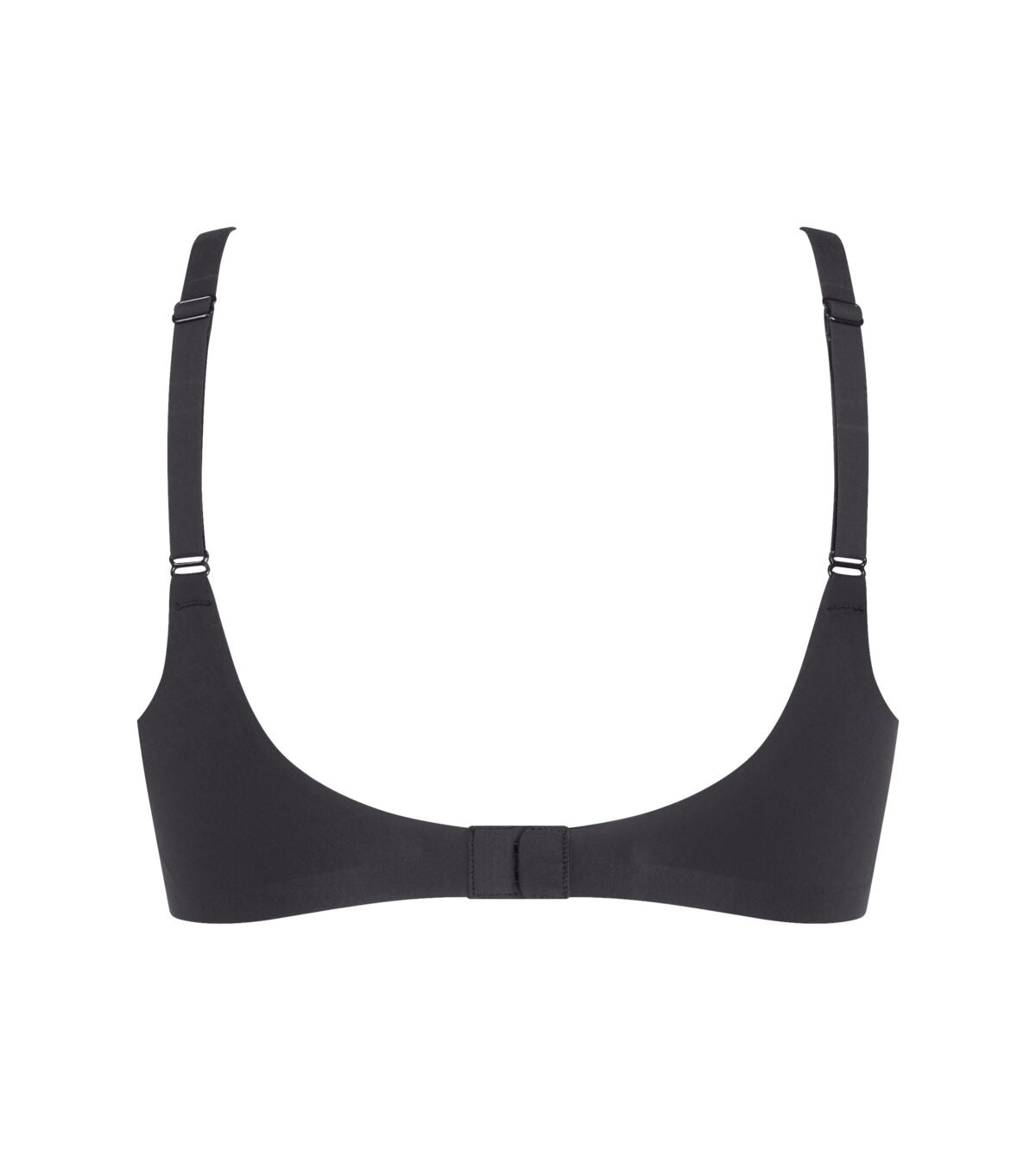 Black underwire bra with adjustable straps and central back closure shown from the back in the UP Bra collection