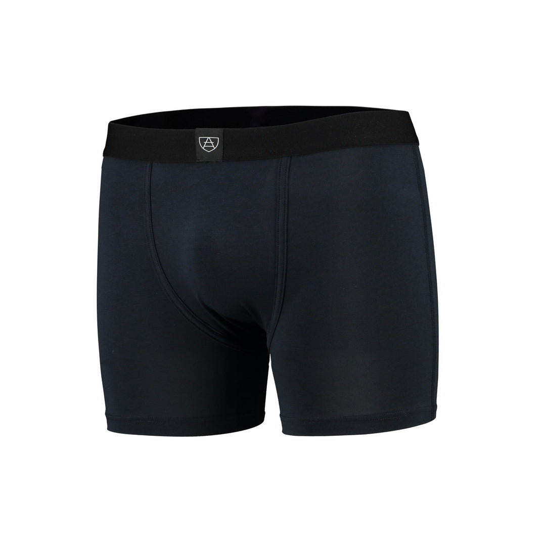 All-in-One Packing Boxers: black form-fitting men’s boxer briefs with logo waistband